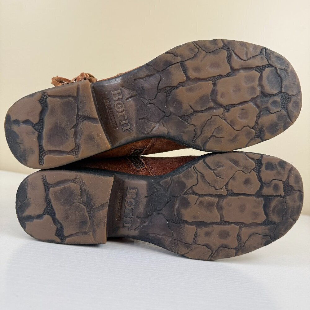 EUC Born Ouvea Distressed Brown Suede Ankle Booties - Picture 10 of 11